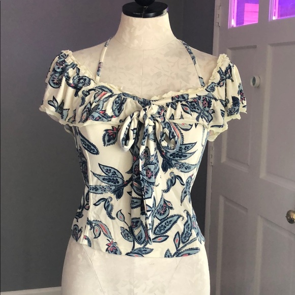 Free People Cha-Cha Off Shoulder Print Top - Picture 2 of 7